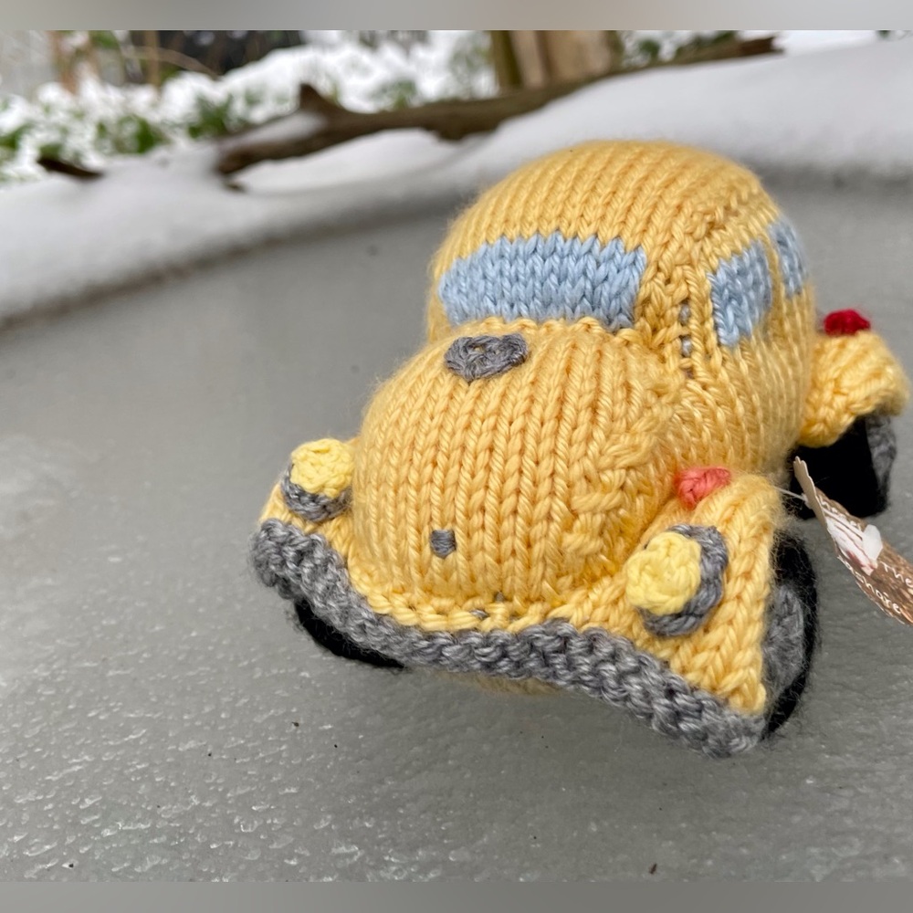 NEW Handmade Knit Yellow Car Beetle Bug Vehicle Plush Stuffed OOAK - Picture 2 of 10